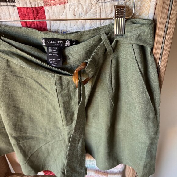 C'est Moi Linen-Blend Belted Shorts - Picture 6 of 8
